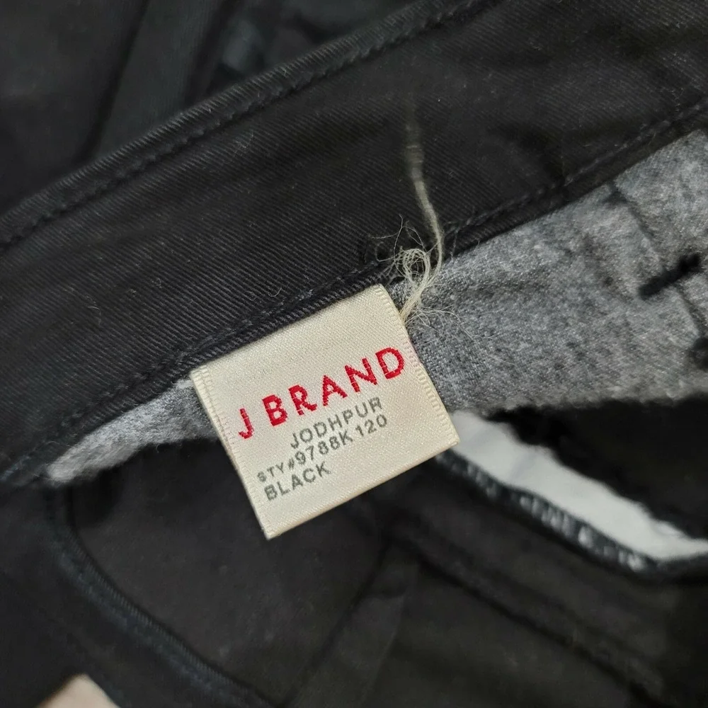 J Brand 27 Black Denim Jodhpur Skinny Jeans Ankle Zip Knee Patch‎ Equestrian